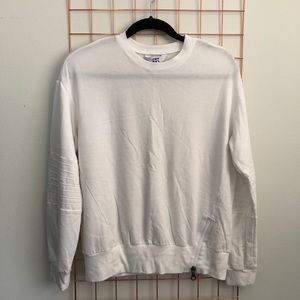 Joy Lab | Soft Moto Crewneck Sweatshirt — White